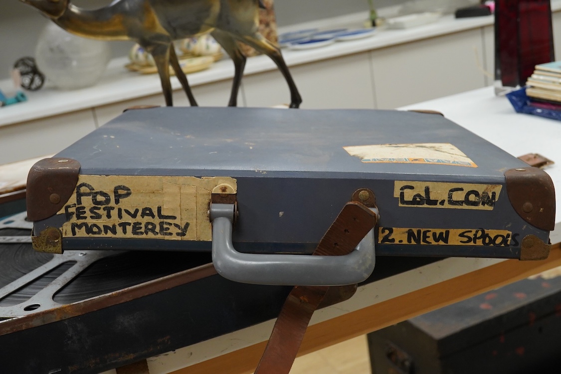 Two 32mm cinema film reels, understood to relate to a documentary regarding the Monterey Music Festival and possibly containing rare footage of Jimi Hendrix